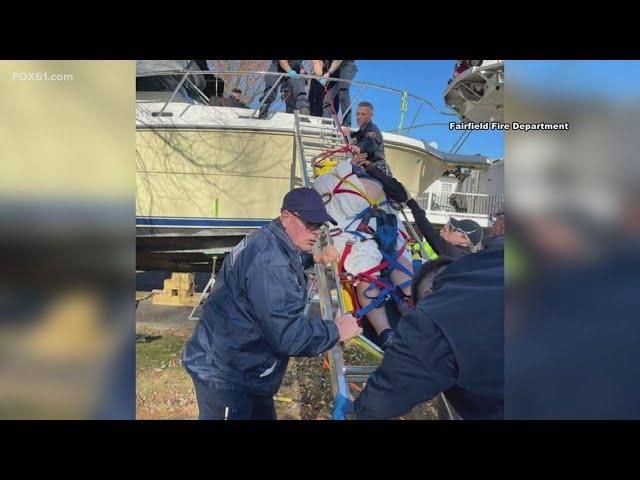 Man rescued in Connecticut after being trapped in small boat compartment