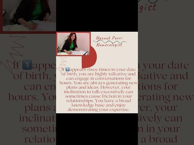Repeated number 1 in your date of birth and what it means #numerology #nazuukpurri