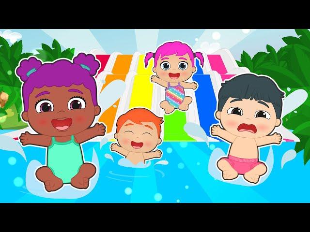 BABIES ALEX AND LILY  Meet new friends LUNA and NIKO and play on the pool slides