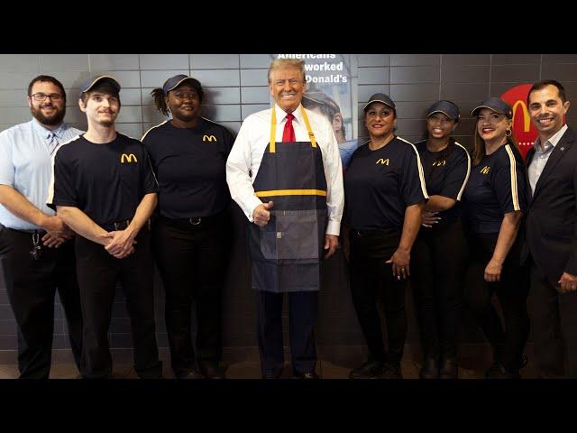 'I am looking for a job': Key moments of Trump's first day working at McDonald's