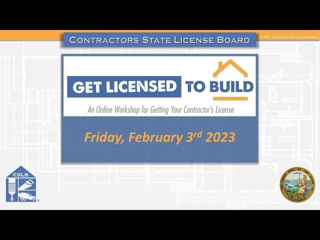 Get Licensed to Build Workshop 2023 #34 Part 1 of 2