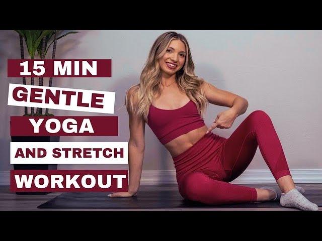 15 min gentle yoga and stretch flow for period/pms | relieve tension and discomfort (low impact)