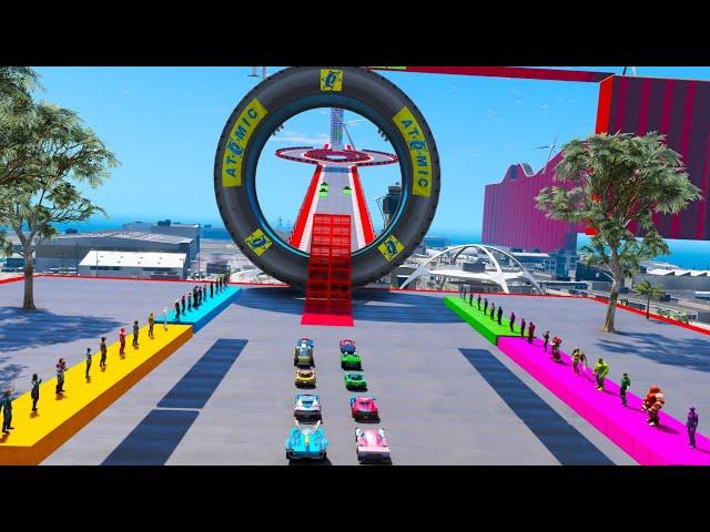 Spinner jumping challenge Superheroes Mods in GTA V Hot Wheels Cars Spiderman Chucky Slenderman mod