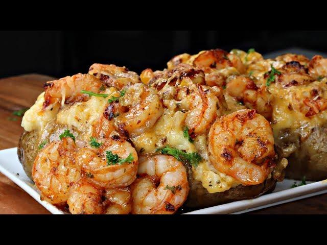 You’ll Never Make Baked Potato Any Other Way | Cajun Shrimp Stuffed Loaded Baked Potato