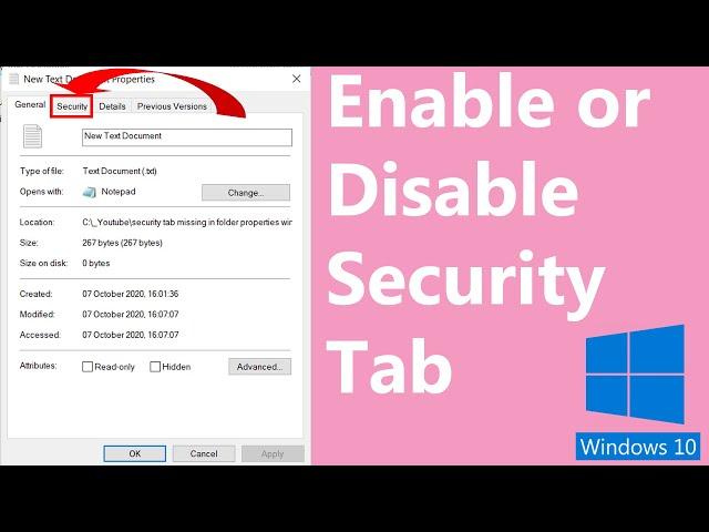 Security tab missing in folder properties windows 10 - FIX