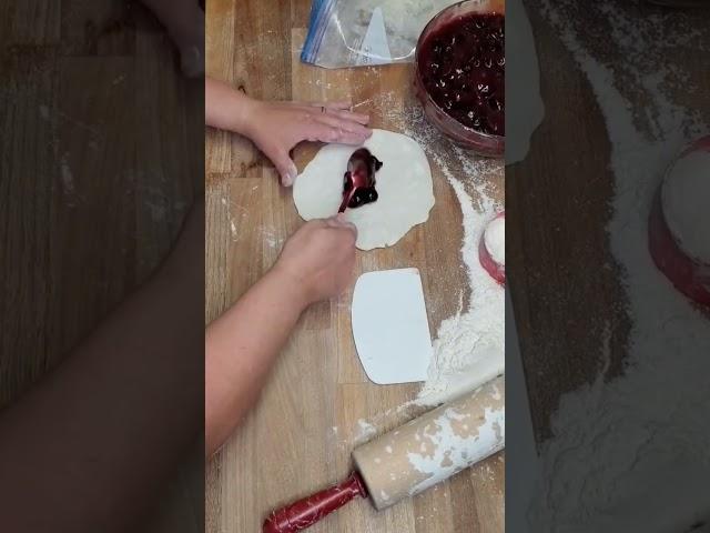 Cherry hand pies & cherry pie filling. Use homemade pie crust or refrigerated biscuit dough.