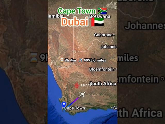 Cape Town  to Dubai  flight route #shorts #ytshortsindia