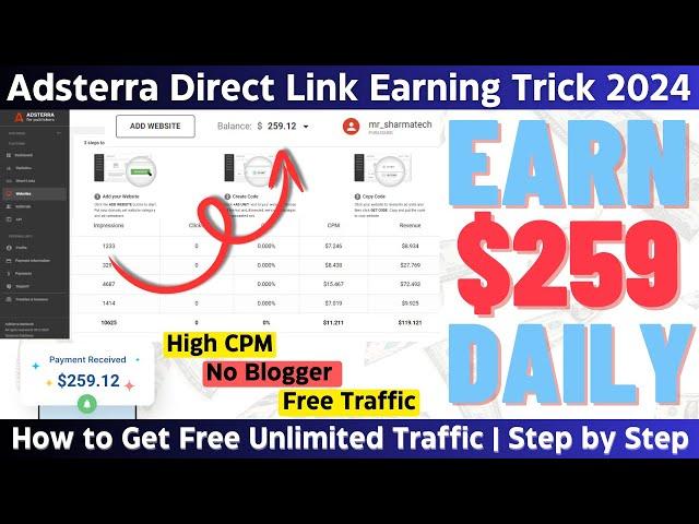 Adsterra Direct Link Earning Trick 2024 | Adsterra High CPM Tricks | Free Unlimited Traffic