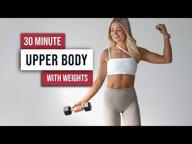 30 MIN TONED UPPER BODY Workout With Weights, No Repeat, Home Workout with dumbbells