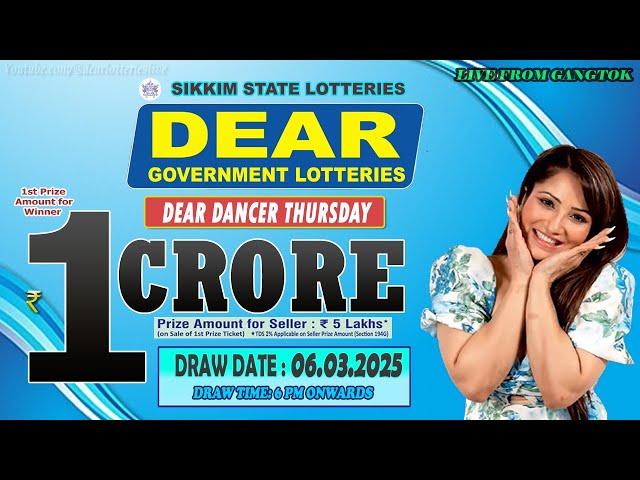 LOTTERY LIVE DEAR 6 PM 06.03.2025 SIKKIM STATE LOTTERY LIVE DRAW LOTTERY SAMBAD LIVE FROM GANGTOK