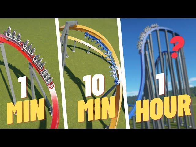 1 MINUTE Single Rail Coaster VS 1 HOUR Single Rail Coaster | Planet Coaster Challenge