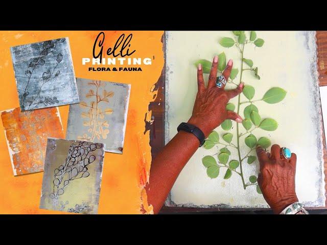 Gelli Printing with Foliage - Using Plants in "the negative print" on the Gel Plate