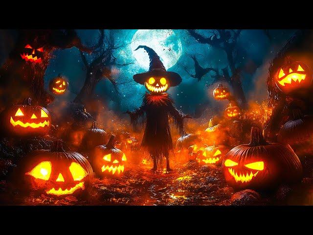  Best Halloween Songs 2024 Playlist, Spooky Night Sounds with Creepy Pumpkin Witch in Dark Forest