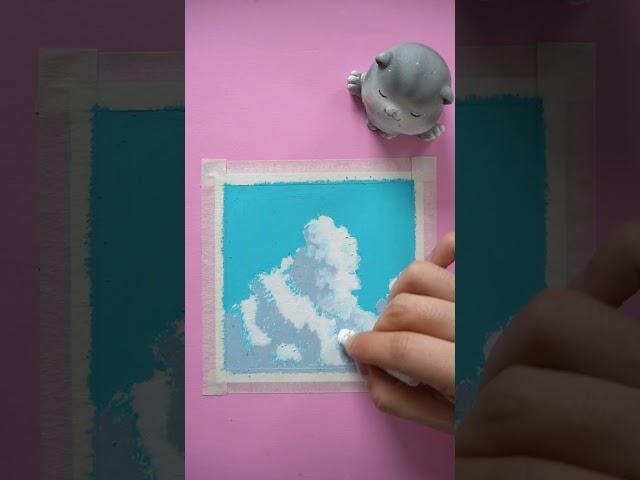 Oil pastel drawing-Fluffy clouds #oilpastel #art #painting #easydrawing #creativeart #satisfying