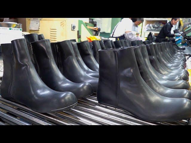 Process of Making Comfortable Rain Boots. Korean Mass Production Shoe Factory