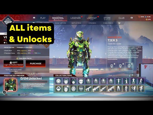 Apex Legends: "Veiled" Collection Event ALL items & Unlocks + Store items (Season 16)