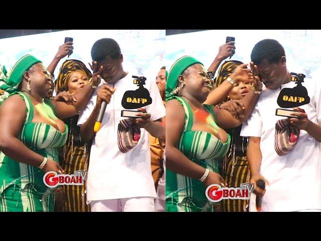 Apankufor Dedicates Best Comedian Award to Late Dad, Bursts Into Tears at OAFP Awards by Odunlade