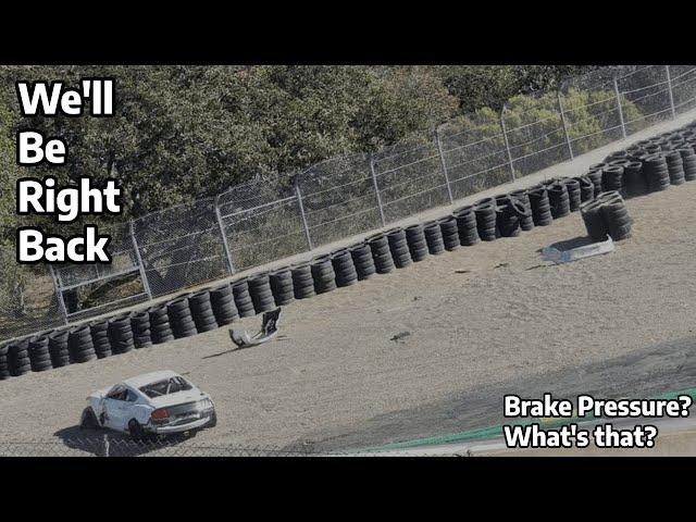 Laguna Seca's Corkscrew is hard without brake pressure