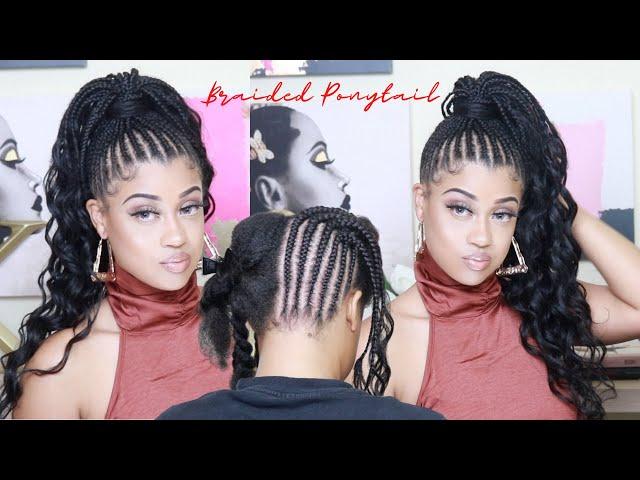 Braids Ponytail | Back Cornrows on Yourself | Protective Style