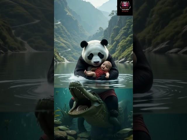 Baby saved by Panda #animation#viralshort #rescue #youtube #youtubeshorts #shorts #ai