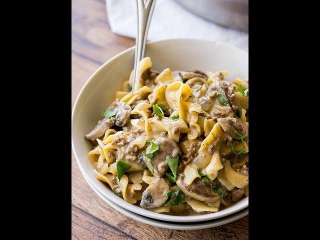 One Skillet Ground Beef Stroganoff