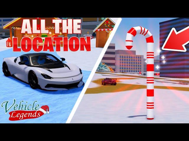 HOW TO GET ALL 20 CANDY CANES LOCATION in Roblox Vehicle Legends! (Xmas Event Day 1)