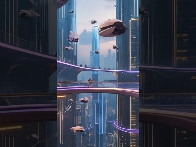 Futuristic Drone Cleaners in a Sky City | AI Animation Short  #youtubeshorts