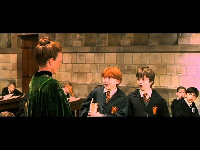 Harry Potter and the Philosopher's Stone - Harry and Ron are late for McGonagall's class (HD)