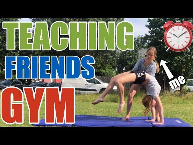 LEARNING GYMNASTICS IN 1 HOUR?? // Teaching my friends gymnastics | PolinaTumbles