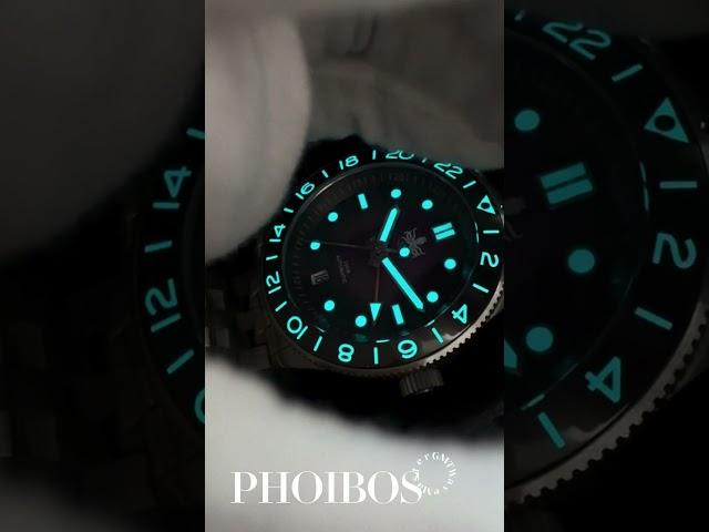 PHOIBOS WAVE MASTER GMT 200M Automatic Diver Watch PY049H Purple