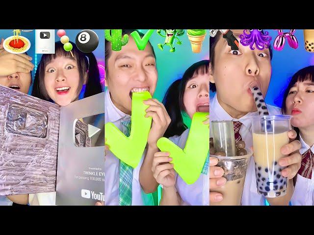 Random Emoji Food Challenge ASMR Compilation! bubble tea boba(Part12)