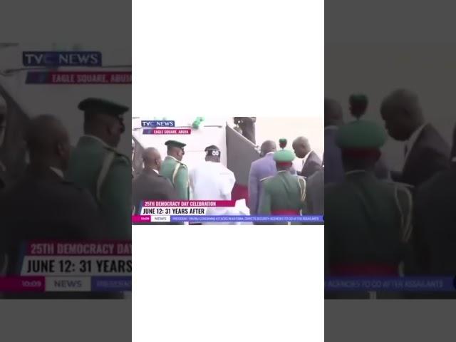 Moment President Tinubu fell while boarding parade vehicle on Democracy Day