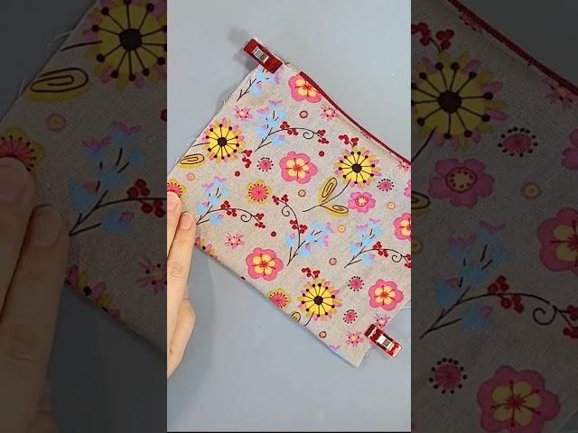 (Beginner sewing) Making a zipper pouch without lining #shorts #shortsvideo