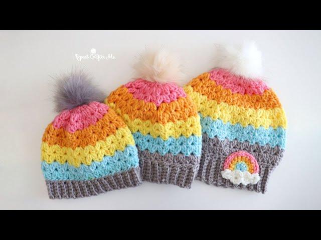 Crochet Cluster V-Stitch Hat with Bernat Pop! Yarn