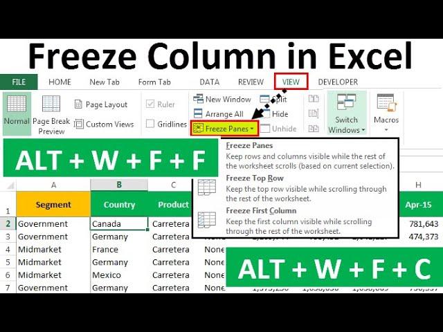 Freezing Columns In Excel