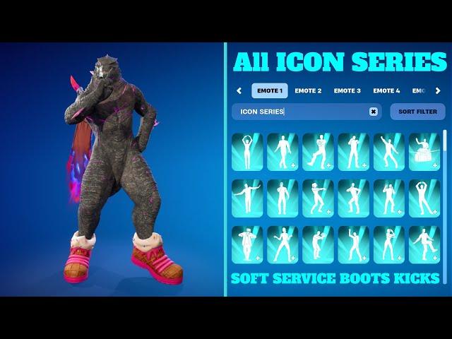 Fortnite GODZILLA Skin Doing All Icon Series Dances & Emotes With Soft Service Boots Kicks