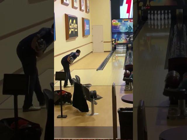 Jason Belmonte bowling from the approach with plastic Belmo Spare ball