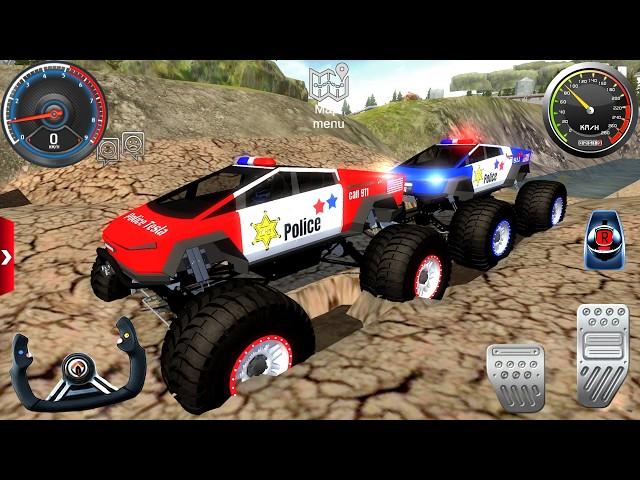 Impossible Police Car Driver - Dirt Tesla Monster Truck Racing Simulator 2024 - Android GamePlay