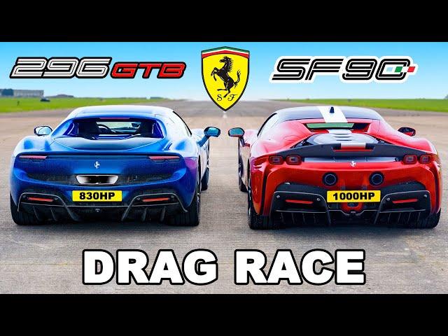 Ferrari 296 GTB v Ferrari SF90: DRAG RACE