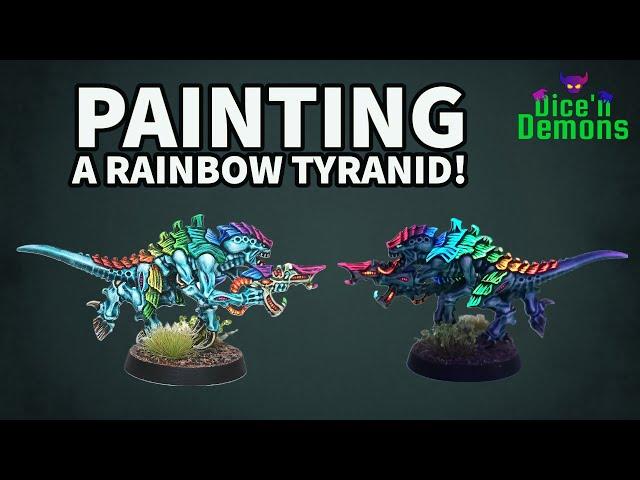 Painting a Tyranid Termagant for Warhammer 40.000 in all the colors of the rainbow!