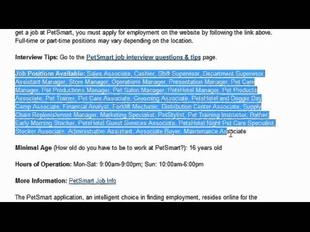 PetSmart Job Application Online