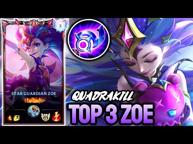 WILD RIFT ZOE QUADRAKILL - TOP 3 ZOE GAMEPLAY - GRANDMASTER RANKED