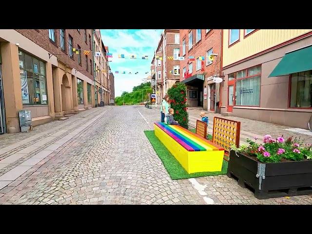 Lysekil Sweden walk around Kungsgatan on a summer day 2024 4k