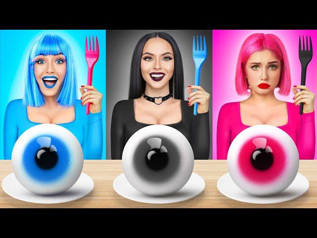 Pink VS Blue VS Black Food Color Challenge | Tasty Wars One Color Food 24 Hours by RATATA POWER