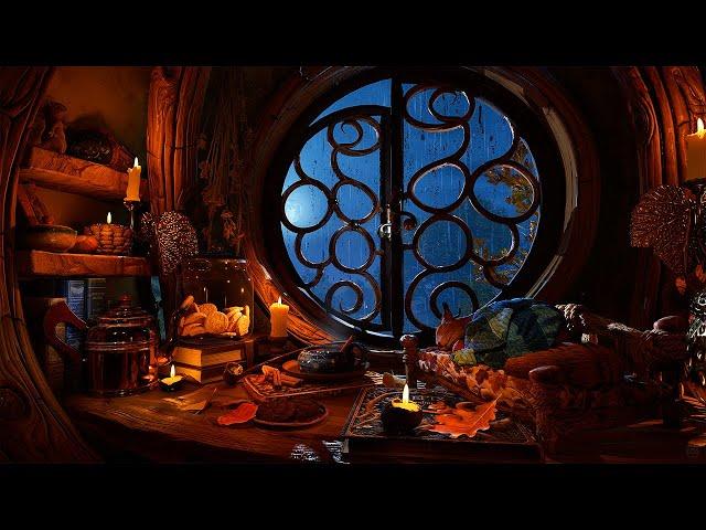 Cozy Rainy Night in a Hobbit Nook Ambience Dreams of the Shire | Sleep Well Little Friend 