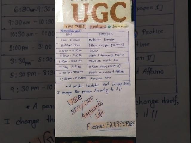 8 hours study plan UGC NET/JRF aspirations Time table #shorts #ugcnet#ugctimetable#targetjrf