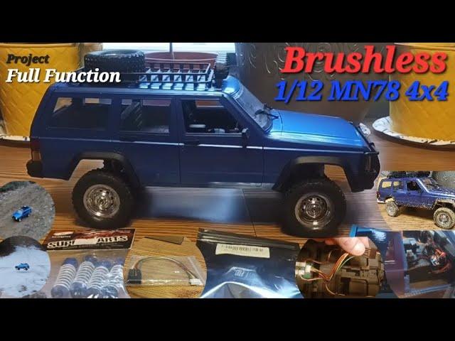 Brushless 1/12 MN78 4x4 Cherokee // Full Function Lights, HBX Oil Shocks // Build & 2s,3s Testdrive