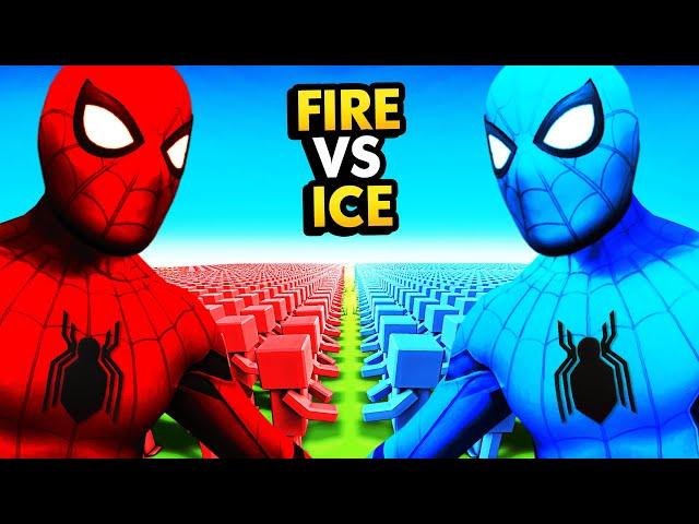 HOT FIRE SPIDERMAN vs COLD ICE SPIDERMAN