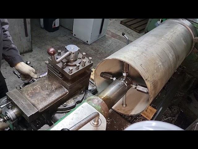 Обрезка трубы большого диаметра. processing of large diameter pipes.