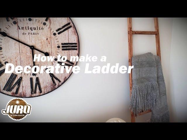 Wooden Decorative Ladder Shelf, Blanket Ladder, Distressed Ladder Display | JURO Workshop